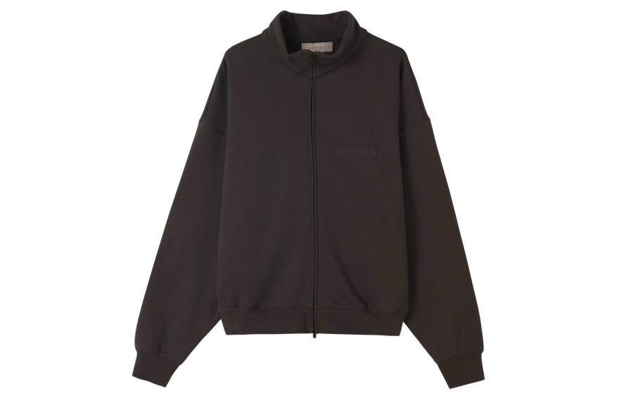 Fear Of God Essentials W22 Off Black Solid Color Zipper Stand Collar Fleece Lined Short American Heavyweight Jacket