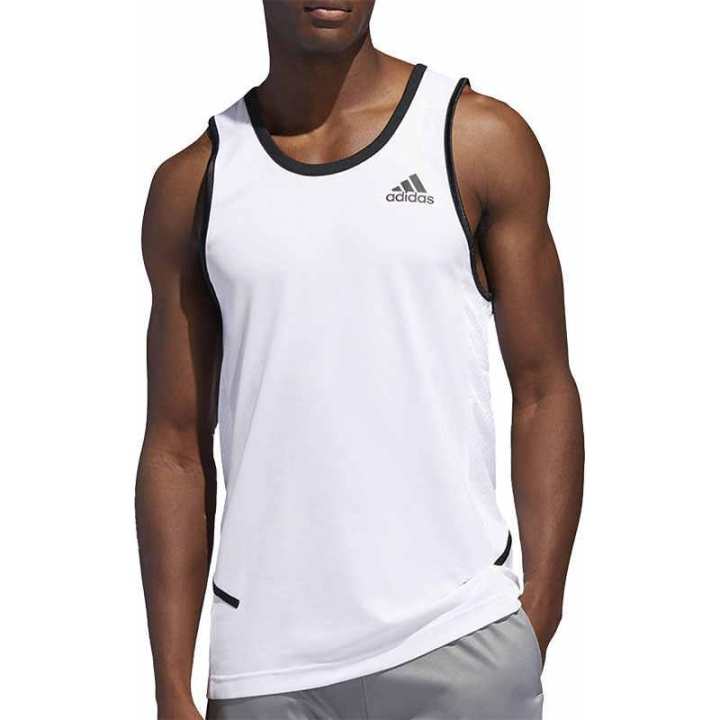 Adidas Adidas Tank Tops Men's White Crew Neck Moderate Other