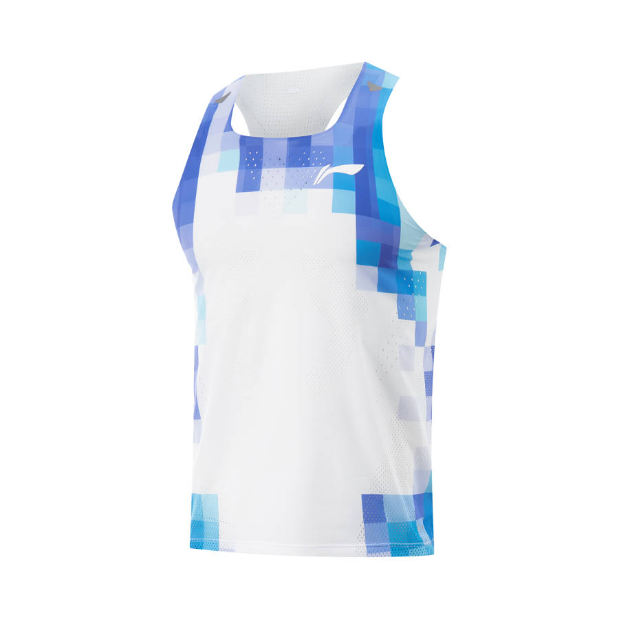 Li-Ning Li Ning Running Collection Running Tank Top Men's Standard White/Fluorescent Star Purple/Island Blue Full Print
