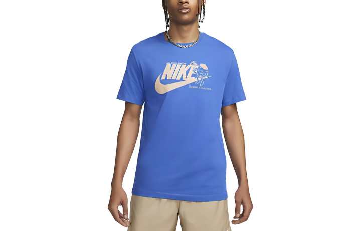Nike Nike T Shirts Men's Blue Crew Neck Moderate Straight Fit