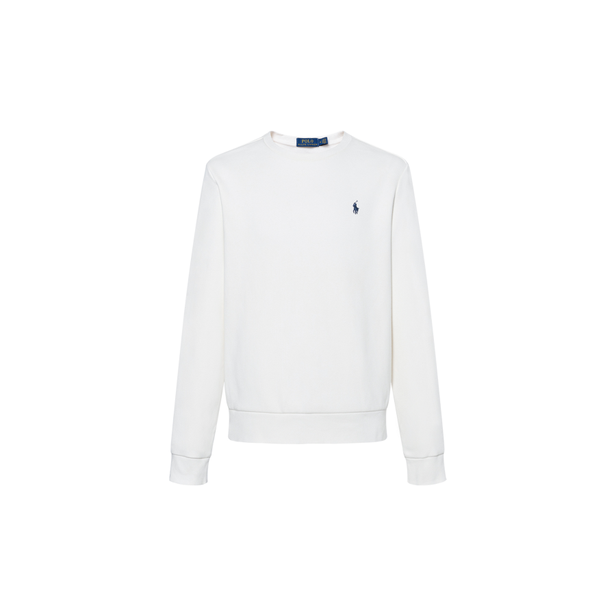 Polo Ralph Lauren FW23 Pony Logo Embroidery Crew Neck Fleece Lined Long Sleeved Sweatshirt Men's White