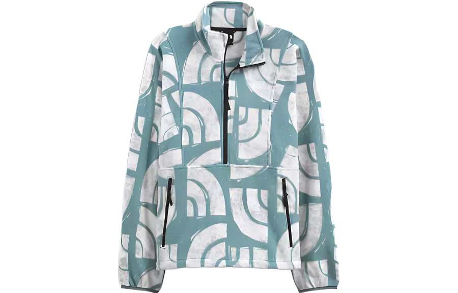 THE NORTH FACE Sweatshirts Men's Light Blue Stand Collar Moderate Regular