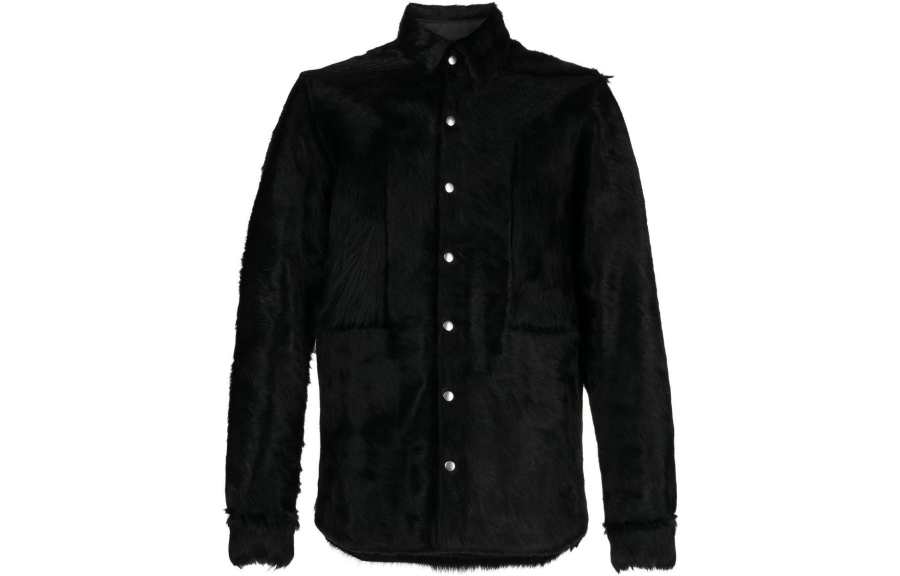 RICK OWENS Jackets Men's Black Stand Collar Moderate Other