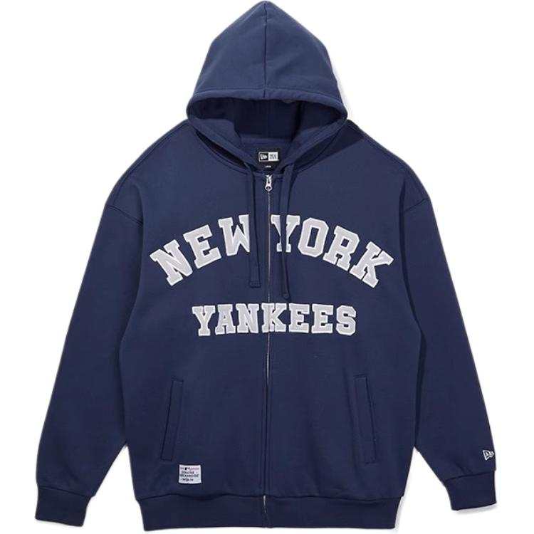 New Era X MLB Sweatshirts Unisex Navy Blue Hooded Non Detachable Moderate Cardigan