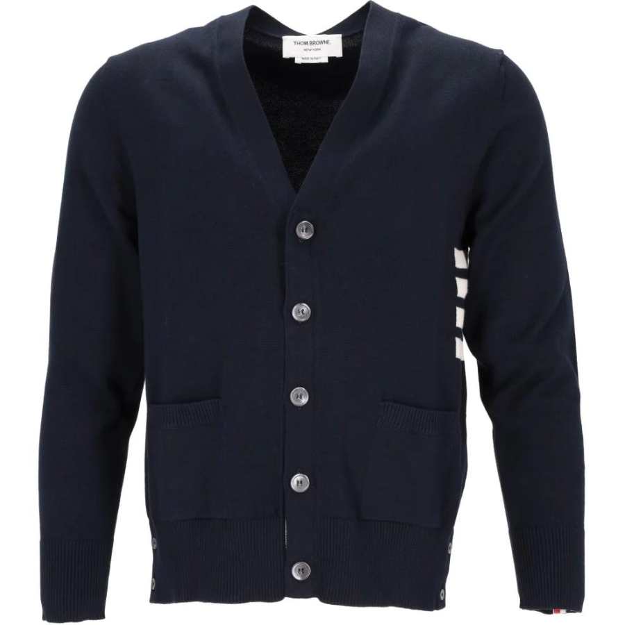 THOM BROWNE 4 Bar V Neck Relaxed Fit Cardigan