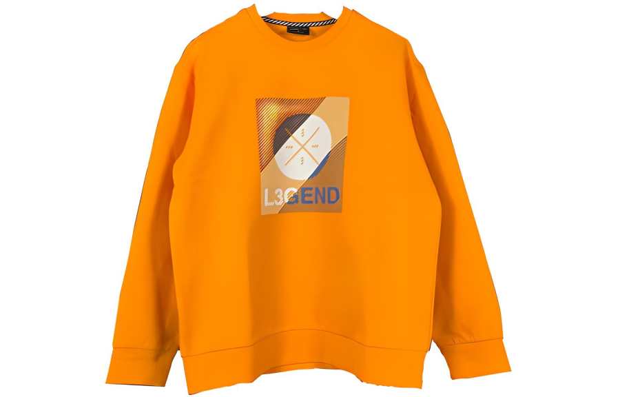 Li-Ning Li Ning T Shirts Men's Orange Crew Neck Moderate Straight Fit