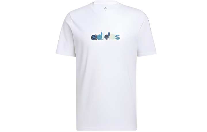 Adidas Adidas T Shirts Men's White Crew Neck Moderate Straight Fit