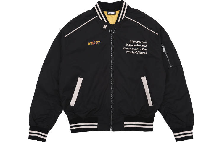Nerdy Nerdy Jackets Unisex Black Baseball Collar Moderate Pilot