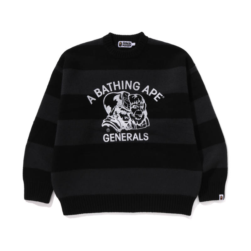 A BATHING APE Bape General Head Motif Stripe Relaxed Fit Sweater