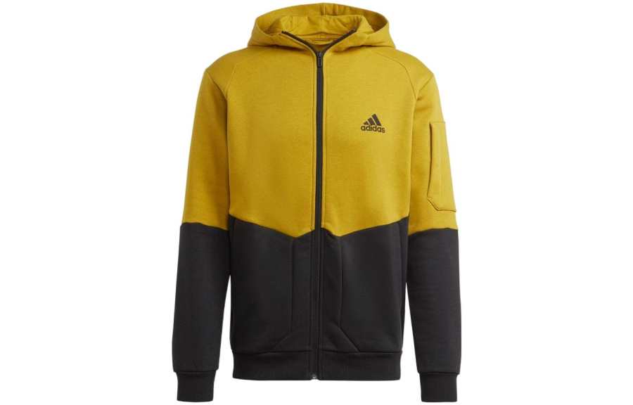 Adidas Adidas Jackets Men's Yellow Black Hooded Moderate Straight Fit