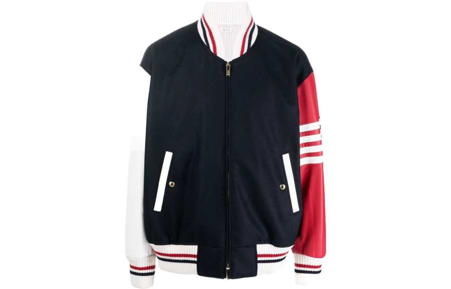 THOM BROWNE THOM BROWNE Jackets Men's Black Baseball Collar Moderate Other