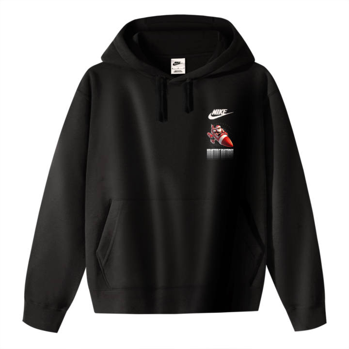 Nike Nike Sportswear Club Rocket Christmas Thermal Pullover Fleece Lined Hooded Long Sleeved Sweatshirt Unisex Black