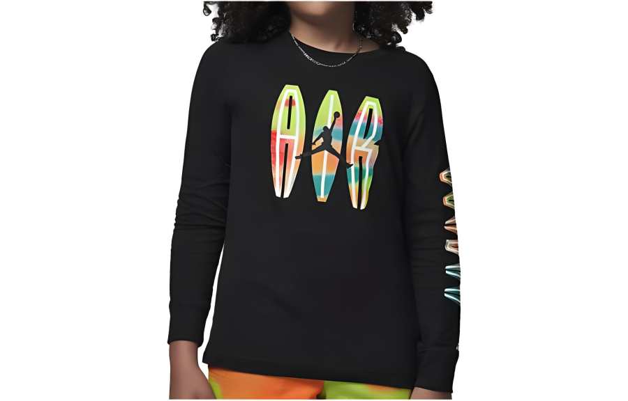Jordan Jordan T Shirts Kids Black Crew Neck Moderate Straight Fit