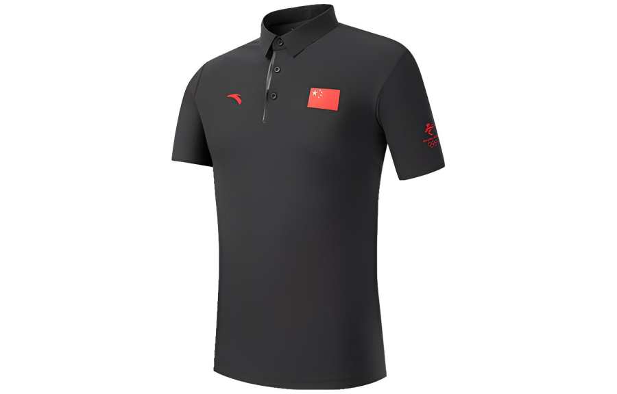 ANTA Polo Shirts Men's Black Polo Collar Moderate Other