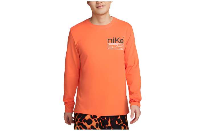 Nike Nike T Shirts Men's Orange Crew Neck Moderate Straight Fit