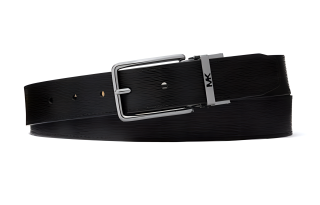 MICHAEL KORS Solid Color Design, Pin Buckle Leather Belts Men's Black Width 3.1CM