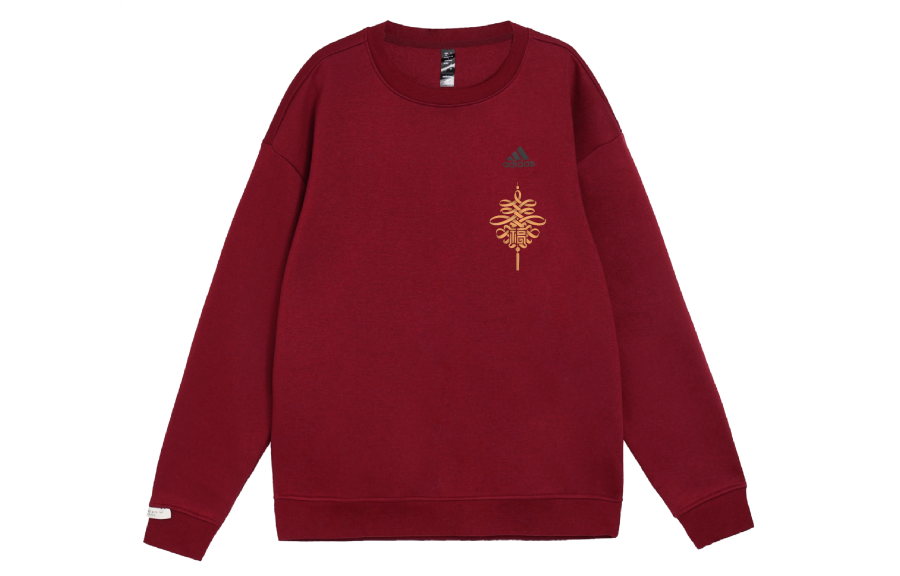 Adidas Adidas YXYY Golden Fortune Crew Neck Comfortable Casual Fleece Lined Long Sleeved Sweatshirt Unisex Red