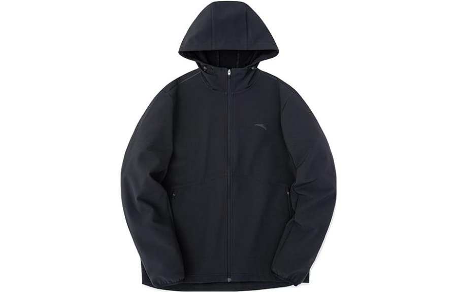 ANTA Jackets Men's Black Hooded Moderate Mock Two Piece