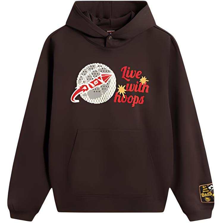 Li-Ning Li Ning Anti Five Collection, Athleisure Minimalist Style Solid Color Hooded Pullover Loose Fit Fleece Lined Sweatshirt