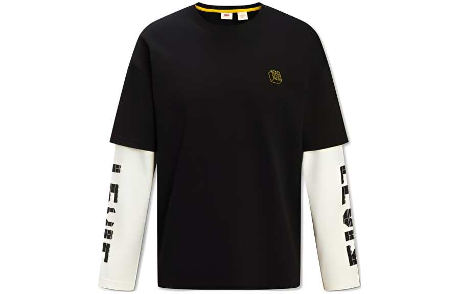 Levis T Shirts Unisex 000 Black Crew Neck Moderate Mock Two Piece