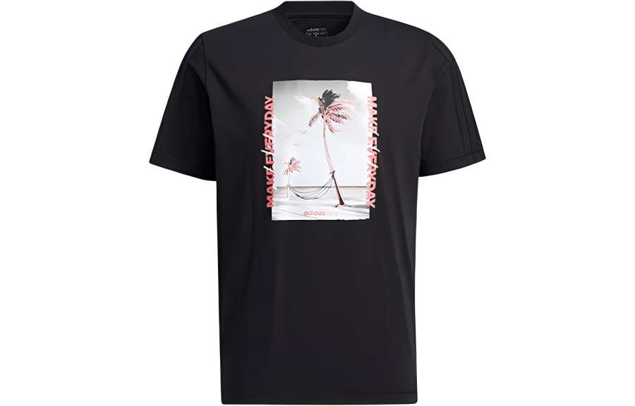 Adidas Neo T Shirts Men's Black Crew Neck Moderate