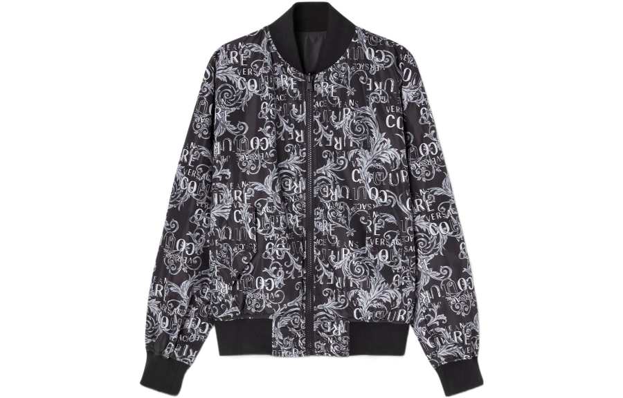 VERSACE JEANS COUTURE Jackets Men's Black Baseball Collar Moderate Other