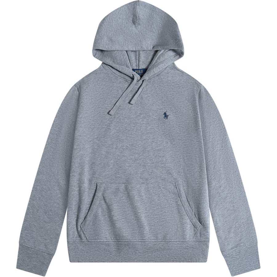Polo Ralph Lauren Solid Color Pony Logo Embroidery Hooded Fleece Lined Long Sleeved Sweatshirt Men's Gray