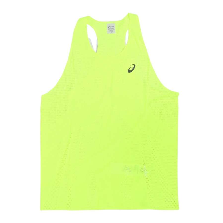 ASICS Tank Tops Men's Yellow Crew Neck Moderate Racerback