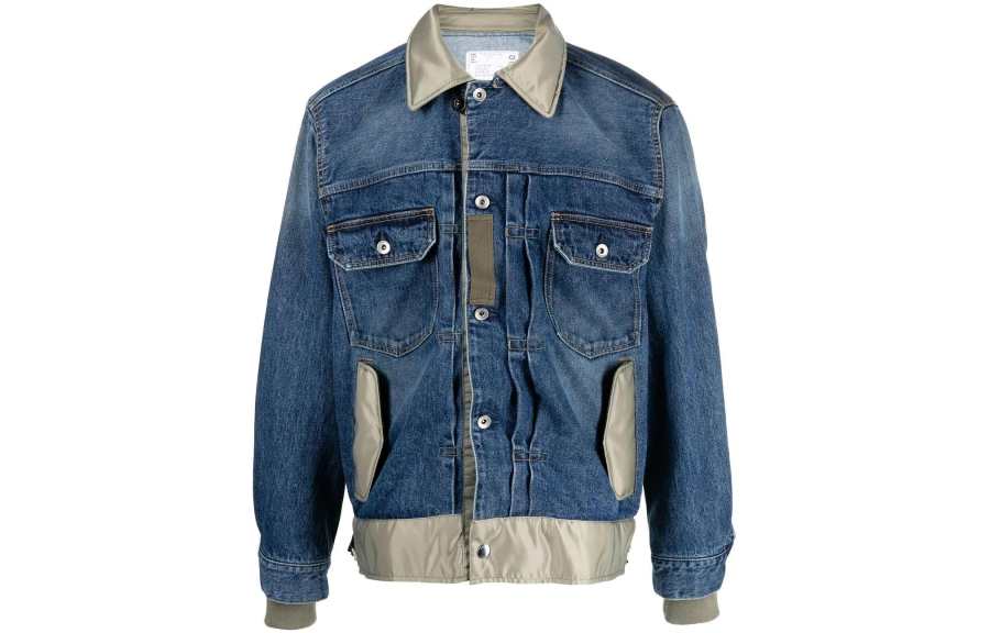 Sacai Sacai Collared Button Up Denim Jacket