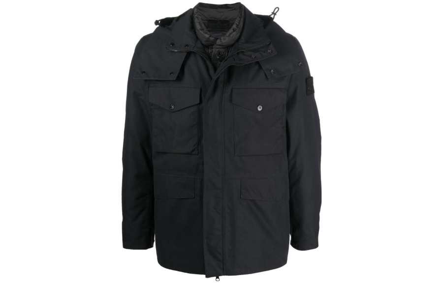 STONE ISLAND Jackets Unisex Black Lapel Moderate Other