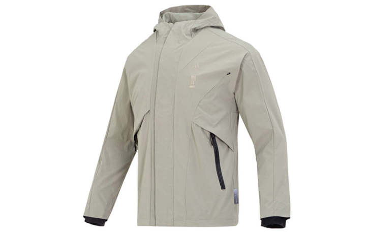 Adidas Adidas Wj Logo Swt Solid Color Logo Label Fleece Lined Hooded Jacket Men's Pebble Silver Gray
