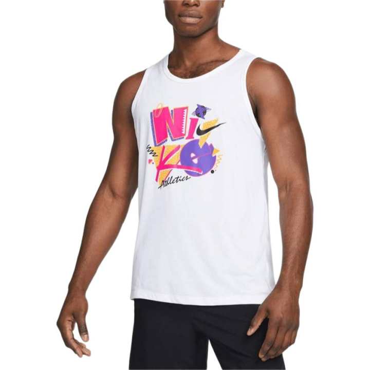 Nike Nike Tank Tops Men's White Crew Neck Moderate Halter Neck