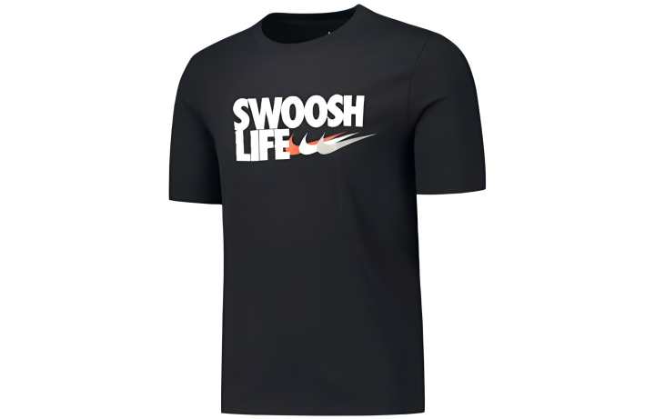 Nike Nike T Shirts Men's Black Crew Neck Moderate Straight Fit