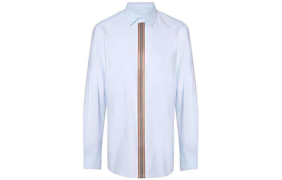 Burberry Shirts Men's Blue Pointed Collar Moderate Other