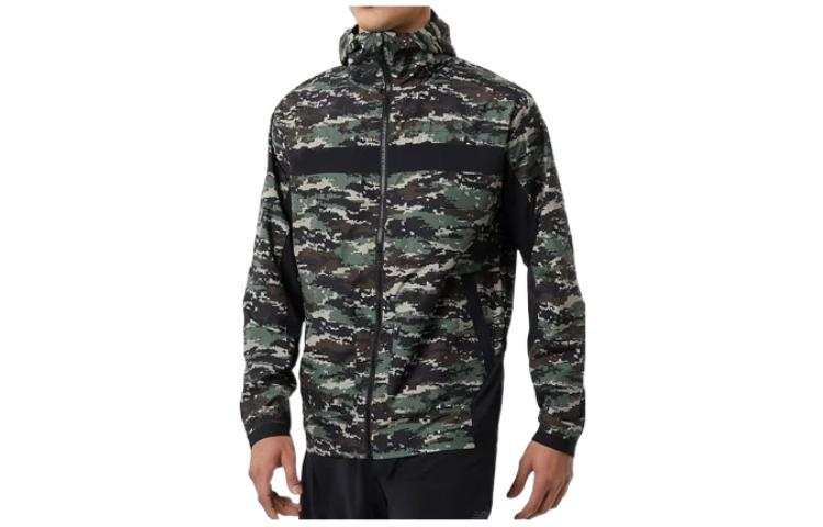 New Balance New Balance Jackets Men's Army Green Hooded Moderate Straight Fit