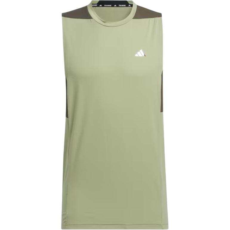 Adidas Adidas Tank Tops Men's Green Crew Neck Moderate Straight Fit