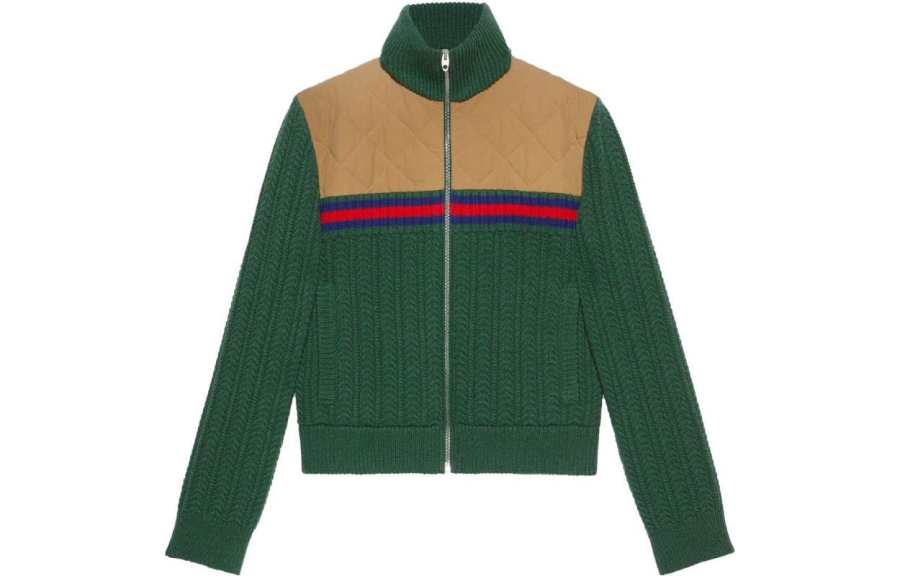 GUCCI 【Previous Season】Web Stripe-detailed knit jacket