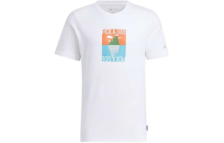 Adidas Adidas T Shirts Men's White Crew Neck Moderate Straight Fit