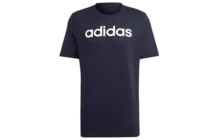 Adidas Adidas T Shirts Men's Marine Blue Crew Neck Moderate Straight Fit