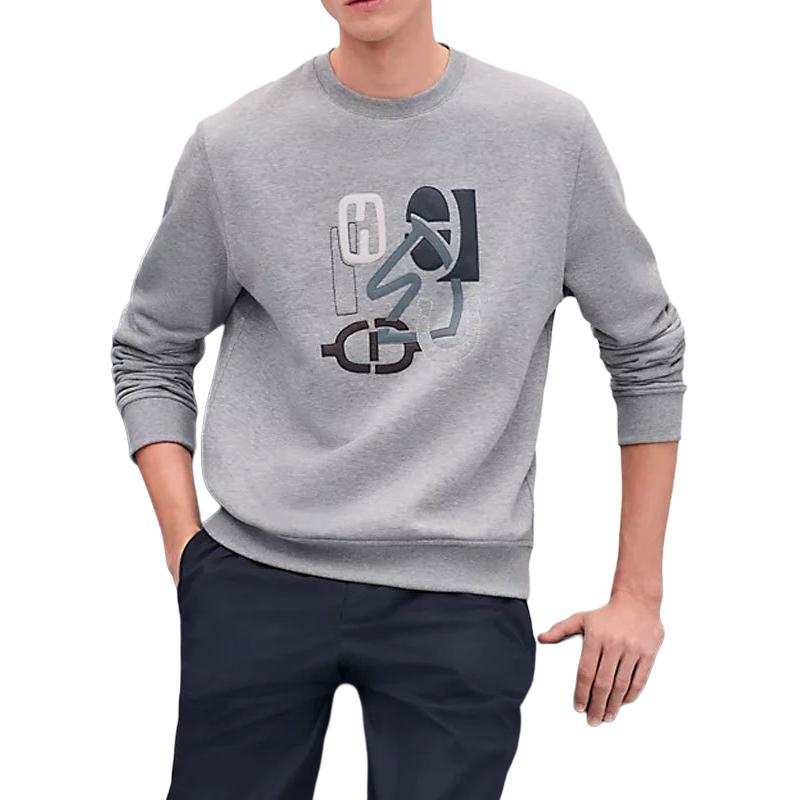 HERMES Sweatshirts Men's Gray Crew Neck Moderate Regular