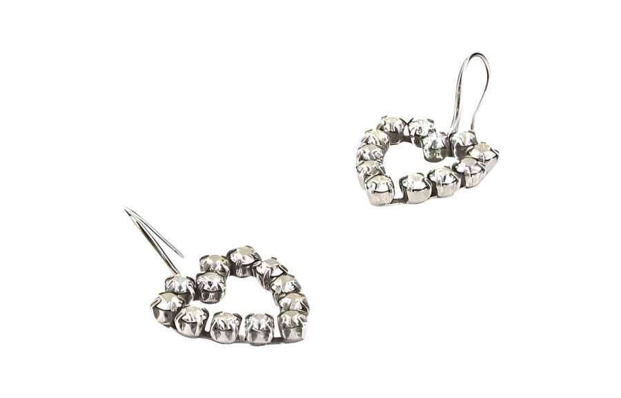SAINT LAURENT crystal-embellished heart earrings