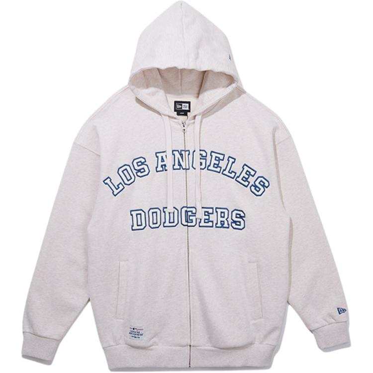New Era X MLB Sweatshirts Unisex Ivory White Hooded Non Detachable Moderate Cardigan