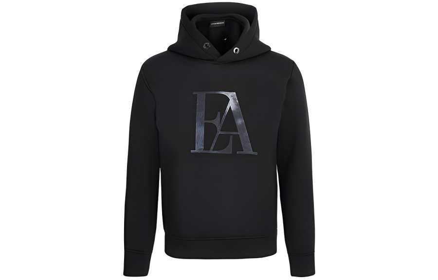 EMPORIO ARMANI EA Sweatshirts Men's Black Hooded Moderate Regular