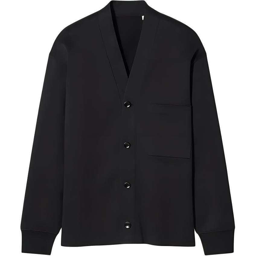 UNIQLO Knitwear Unisex 09 Black V Neck Moderate Cardigan