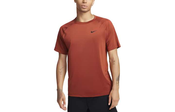 Nike Nike T Shirts Men's Orange Crew Neck Moderate Straight Fit
