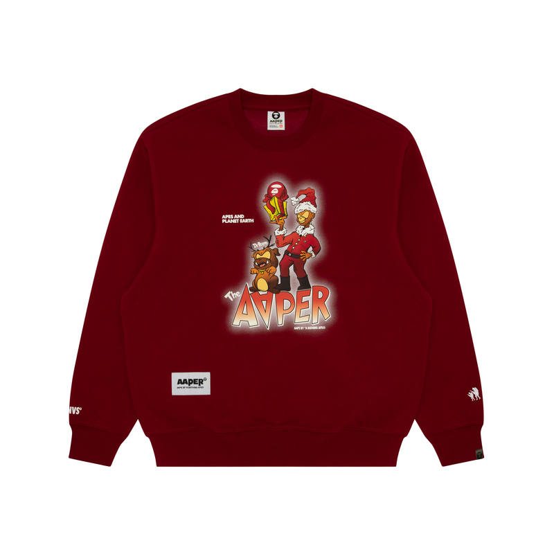 Aape Aape Sweatshirts Men's Red BDX Crew Neck Moderate Regular