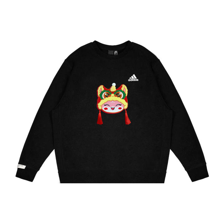 Adidas Adidas CNY Logo Printed Pattern Crew Neck Pullover Long Sleeved Sweatshirt Unisex Black