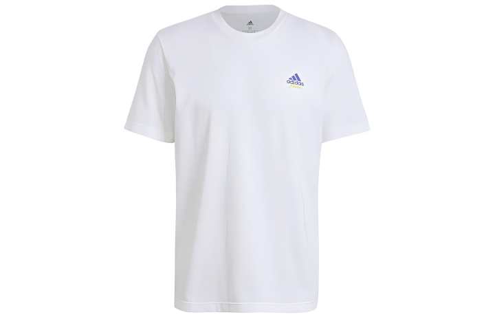 Adidas Adidas T Shirts Men's White Crew Neck Moderate Straight Fit