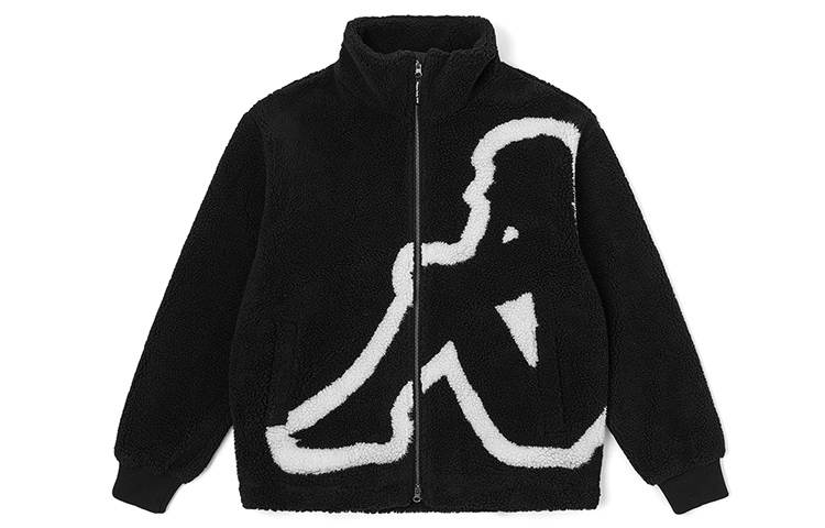 Kappa Jackets Unisex Black Jacquard 990Y Stand Collar Moderate Straight Fit