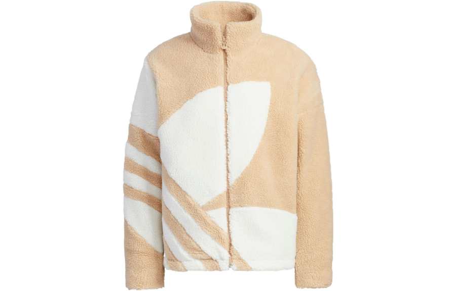 adidas originals Trefoil Large Logo Sherpa Fleece Padded Jacket Brown
